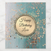 Glittery Stardust op Blue Blauwgroen Wijn Etiket (Enkel label)