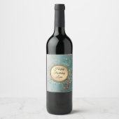 Glittery Stardust op Blue Blauwgroen Wijn Etiket (Voorkant)