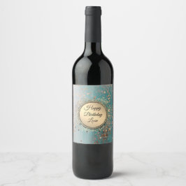 Glittery Stardust op Blue Blauwgroen Wijn Etiket
