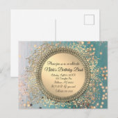 Glittery Stardust op Blue Gepersonaliseerde Verjaa Aankondigingskaart (Voorkant / Achterkant)