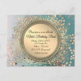 Glittery Stardust op Blue Gepersonaliseerde Verjaa Aankondigingskaart