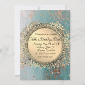 Glittery Stardust op Blue Gepersonaliseerde Verjaa Kaart (Voorkant)