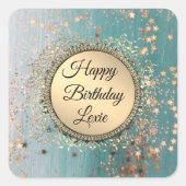 Glittery Stardust op Blue Gepersonaliseerde Verjaa Vierkante Sticker (Voorkant)