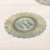 Glittery Stardust op groene gepersonaliseerde verj Kartonnen Onderzetters (Gekanteld)
