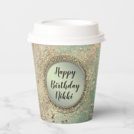 Glittery Stardust op Groene Verjaardag Gepersonali Papieren Bekers