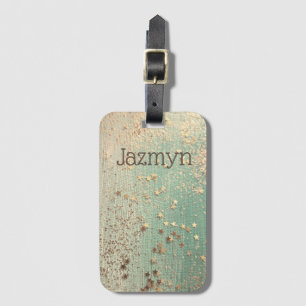 Glittery Stardust op Zee Groen Gepersonaliseerd Bagagelabel
