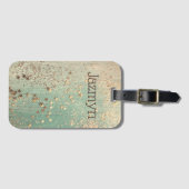 Glittery Stardust op Zee Groen Gepersonaliseerd Bagagelabel (Voorkant (horizontaal))
