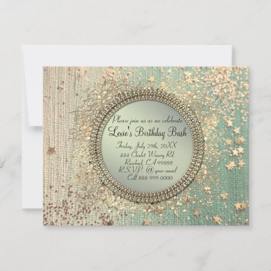 Glittery Stardust over Green Blauwgroen Aankondiging (Voorkant)