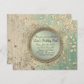 Glittery Stardust over Green Blauwgroen Aankondiging (Voorkant / Achterkant)