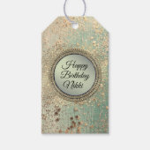 Glittery Stardust over Green Blauwgroen Cadeaulabel (Voorkant)