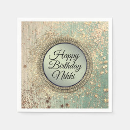 Glittery Stardust over Green Blauwgroen Servet