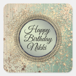 Glittery Stardust over Green Blauwgroen Vierkante Sticker