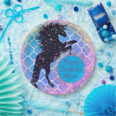 Glittery Starry Eenhoorn Gepersonaliseerde Verjaar Papieren Bordje (Feest)