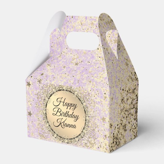 Glittery Starry Lavender Favor Box Bedankdoosjes (Voorkant Zijde)