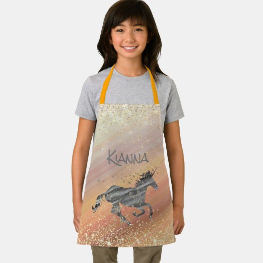 Glittery Starry Unicorn gepersonaliseerd Schort (Insitu)