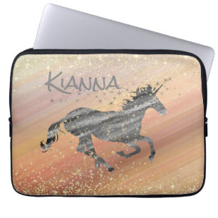 Glittery Starry Unicorn Laptop Sleeve