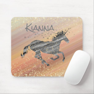 Glittery Starry Unicorn Muismat
