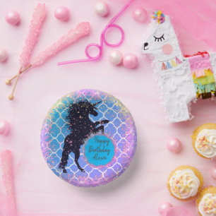 Glittery Starry Whimsical Eenhoorn Verjaardag Cust Papieren Kommen