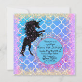 Glittery Starry Whimsical Unicorn Birthday Kaart (Voorkant)