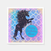 Glittery Starry Whimsical Unicorn Birthday Servet (Voorkant)