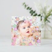 Glittery Stars Baby Geboorte Aankondiging (Staand voorkant)
