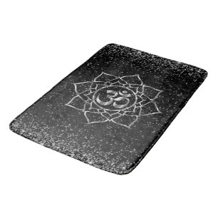 Glittery Stars OM Mandala op Black Badmat