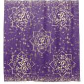 Glittery Stars Om Mandala op Paars Douchegordijn (Voorkant)