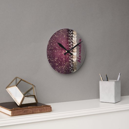 Glittery Stars Paars Gypsy Scarf Ronde Klok (Kantoor)