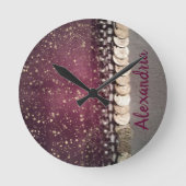 Glittery Stars Paars Gypsy Scarf Ronde Klok (Voorkant)