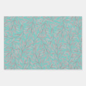 Glittery Stars Roos Goud Marmer Zilveren Bladeren Inpakpapier Vel (Voorkant 3)