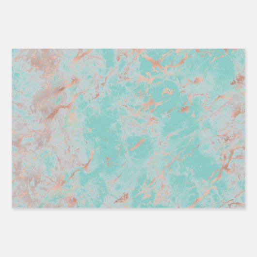 Glittery Stars Roos Goud Marmer Zilveren Bladeren Inpakpapier Vel (Voorkant 2)