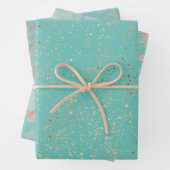 Glittery Stars Roos Goud Marmer Zilveren Bladeren Inpakpapier Vel (In situ)