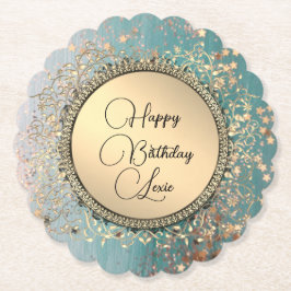 Glittery Stars Whimsical Verjaardag gepersonalisee Kartonnen Onderzetters