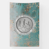 Glittery Sterren op Blauw Gepersonaliseerde Verjaa Spandoek (Verticaal)