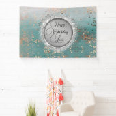 Glittery Sterren op Blauw Gepersonaliseerde Verjaa Spandoek (Insitu)