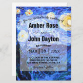 Glittery Sterrennacht Custom Wedding Invitations Kaart (Voorkant / Achterkant)