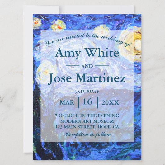 Glittery Sterrennacht Custom Wedding Invitations Kaart (Voorkant)
