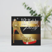 Glittery Stiletto Stripes 18th Birthday Party Kaart (Staand voorkant)