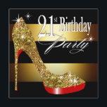 Glittery Stiletto Stripes 21st Birthday Party Kaart<br><div class="desc">Als je van hoge hakken houdt, hou je van deze superschattige trendy, stijlvol, meisje en glamoureus 'Glittery* Stiletto'-uitnodiging voor een 21ste verjaardag. Gebruik de oranje knop "Aanpassen" om je eigen tekst toe te voegen. Om nog meer pizzazz toe te voegen, moet u deze uitnodigingen op het metalen ijs of champagne...</div>