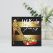 Glittery Stiletto Stripes 40th Birthday Party Kaart (Staand voorkant)