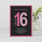Glittery Sweet 16 Birthday Party-uitnodigingen Kaart (Staand voorkant)