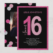 Glittery Sweet 16 Birthday Party-uitnodigingen Kaart (Voorkant / Achterkant)