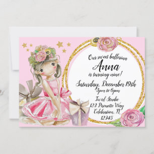 Glittery Sweet Little Ballerina Bloemen Verjaardag Kaart