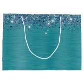 Glittery Turquoise gepersonaliseerde Gelukkige Ver Groot Cadeauzakje (Achterkant)