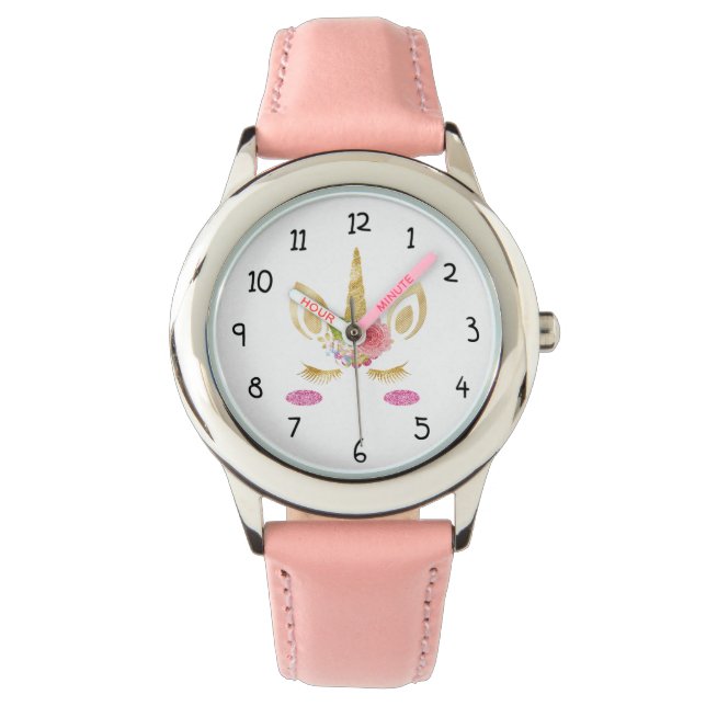 Glittery Unicorn Head Horloge (Voorkant)