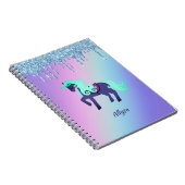 Glittery Unicorn met Rainbow Pastel-achtergrond Notitieboek (Rechterzijde)