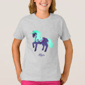Glittery Unicorn met Rainbow Pastel-achtergrond T-shirt (Voorkant)