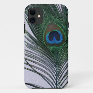 Glittery White Peacock Feather still Life iPhone 11 Hoesje