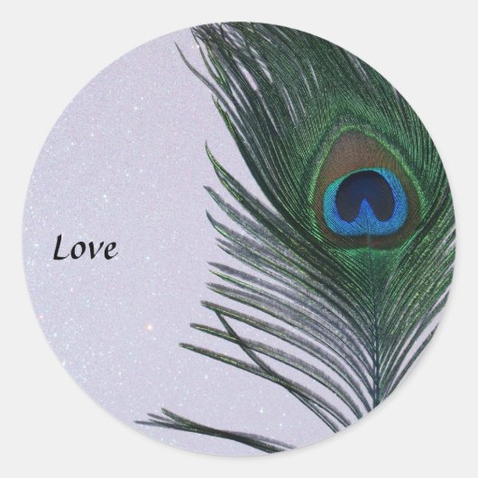 Glittery White Peacock Feather still Life Ronde Sticker (Voorkant)