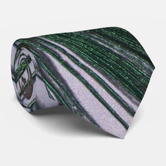 Glittery White Peacock Feather still Life Stropdas (Opgerold)